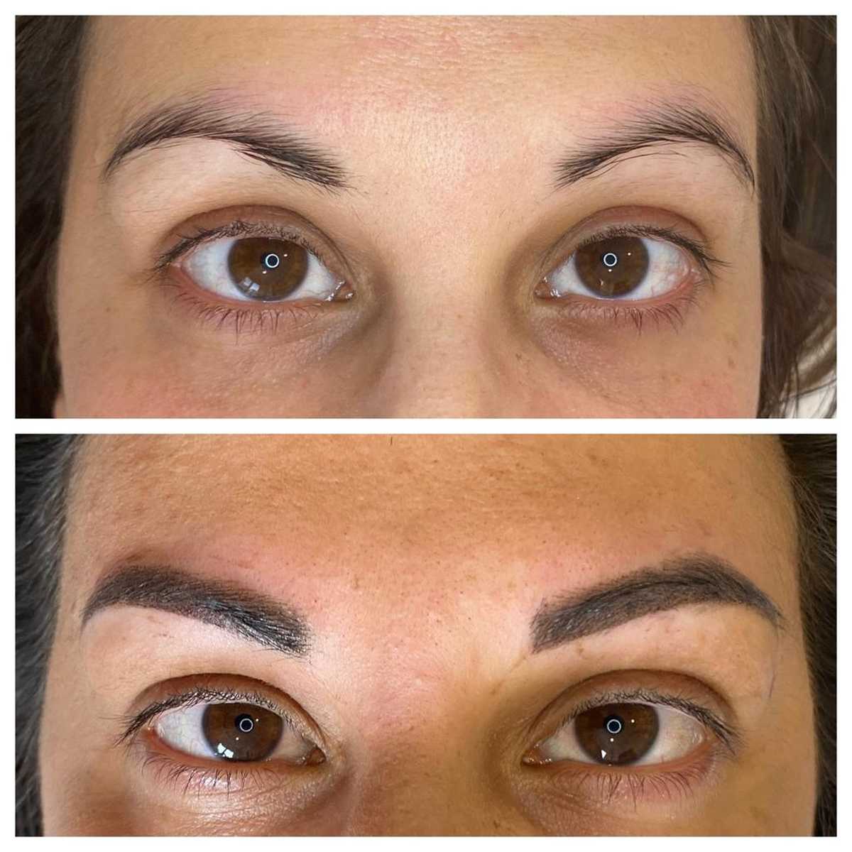 Before and After Photo of Eyebrow Microblading Tattoo