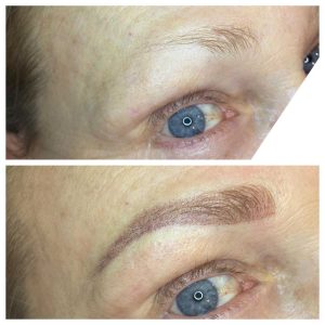 Before and After Photo of Eyebrow Tattoo