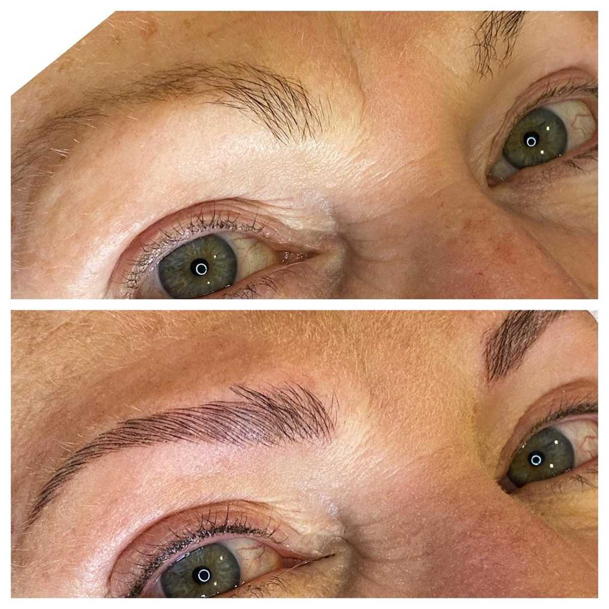 Before and After Picture of Eyebrow Microblading