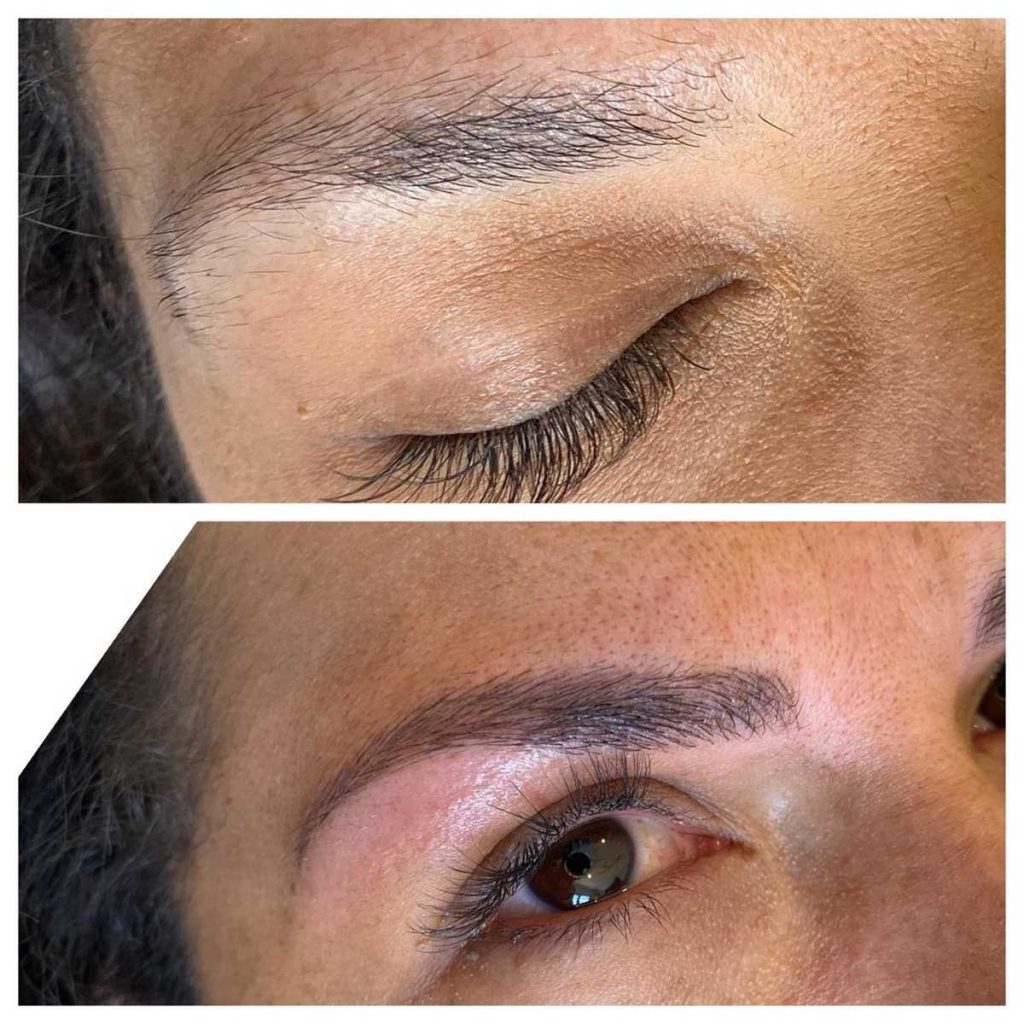 Before and After Eyebrow Feathering