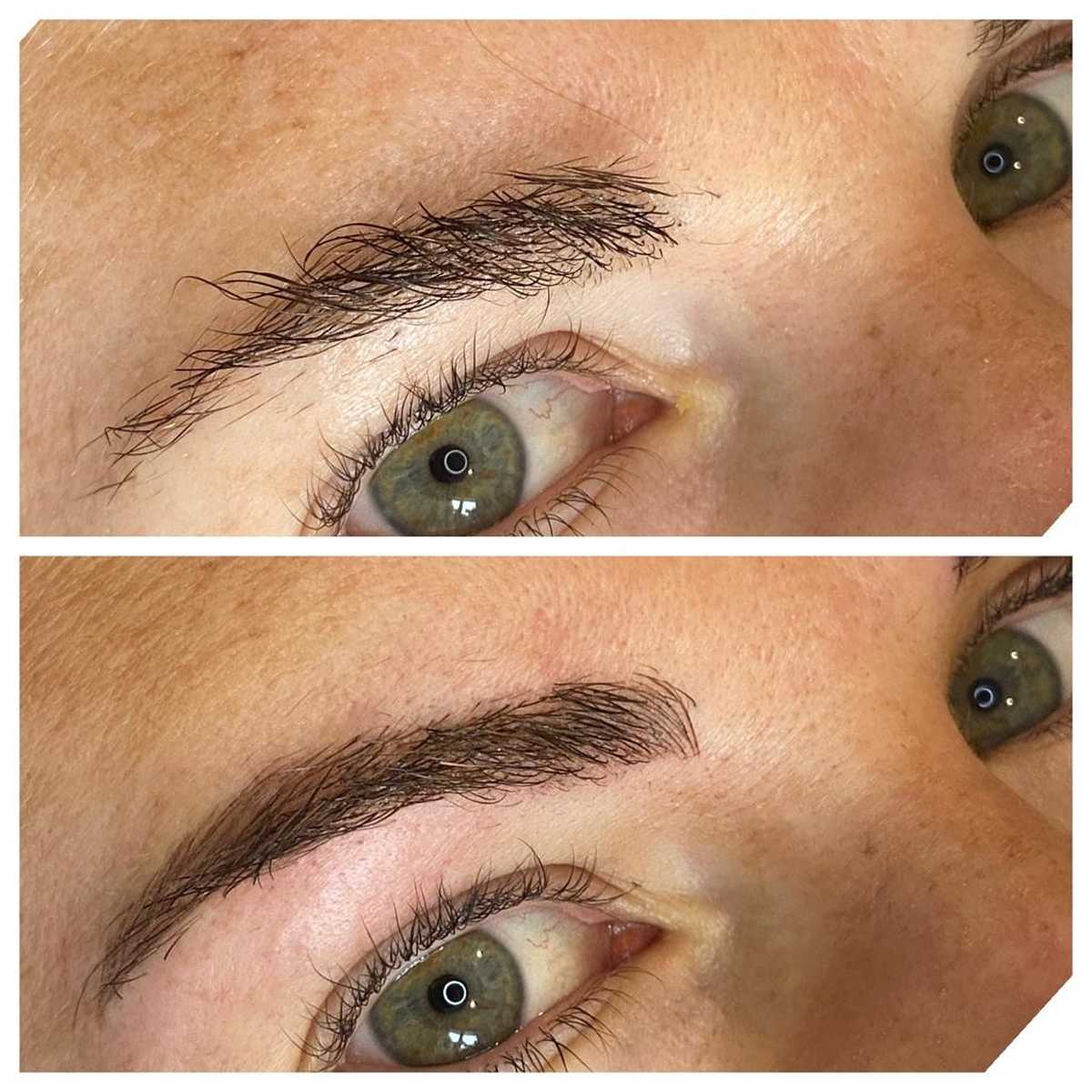 Feather Tattoo Eyebrows Before and After Photo