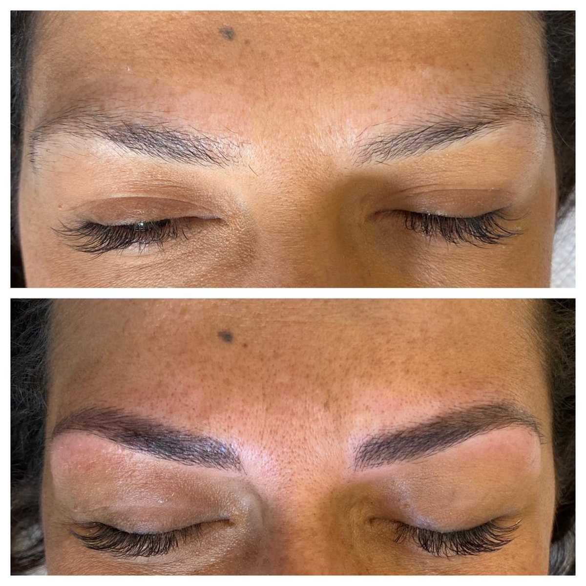 Image of before and after eyebrow tattoo