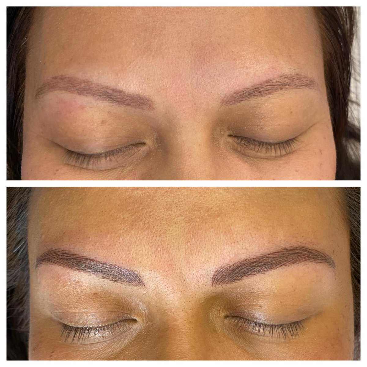 Before and After Photo of Eyebrow Cosmetic Tattoo